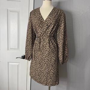 Pieces Tall Wrap Mini Dress in Leopard Print, 16, 130545719